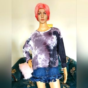 Cropped Tie Dye Long Sleeve with Stylish Tied Back